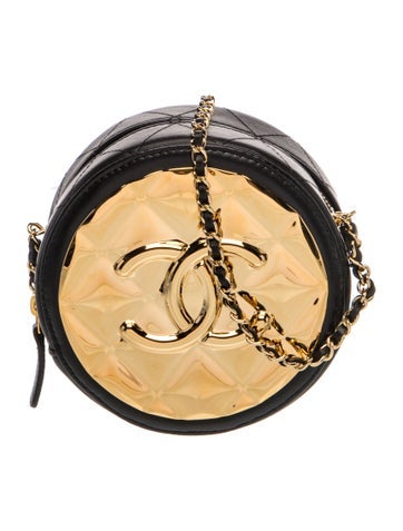 Golden Plate Round Clutch w/ Chain