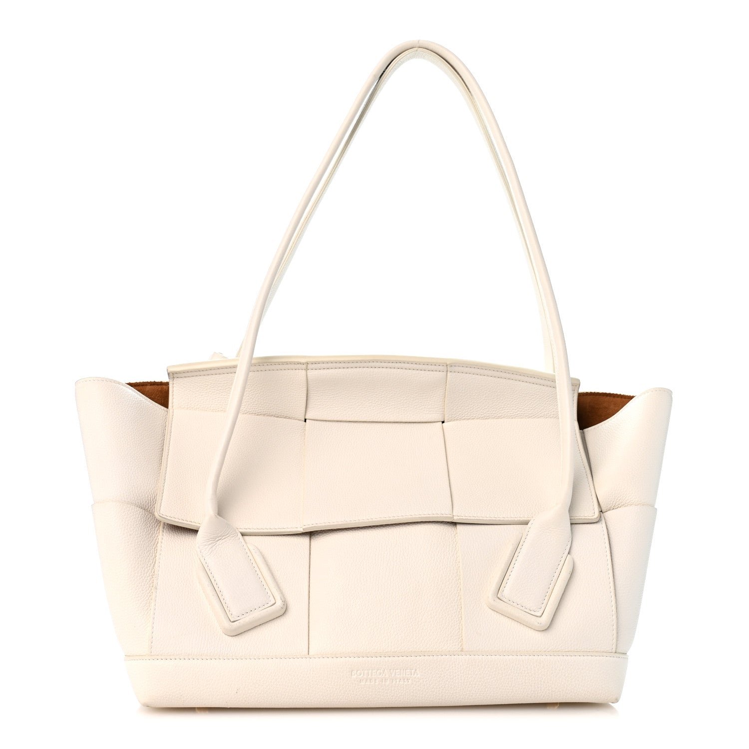 Bottega Veneta French Calfskin Maxi Intrecciato Medium Arco Bianco