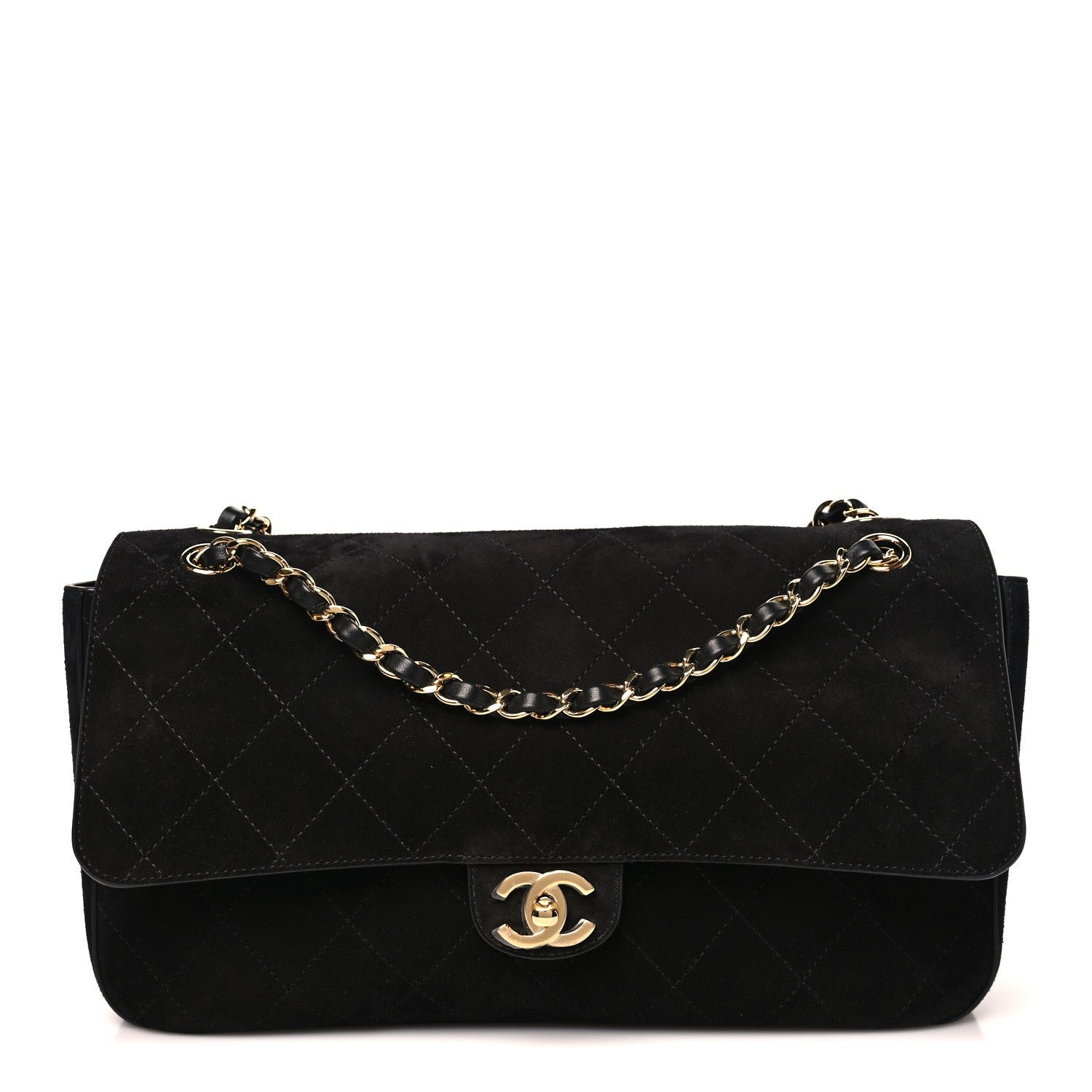 Chanel Suede Calfskin Small Souplissimo Maxi Flap Black