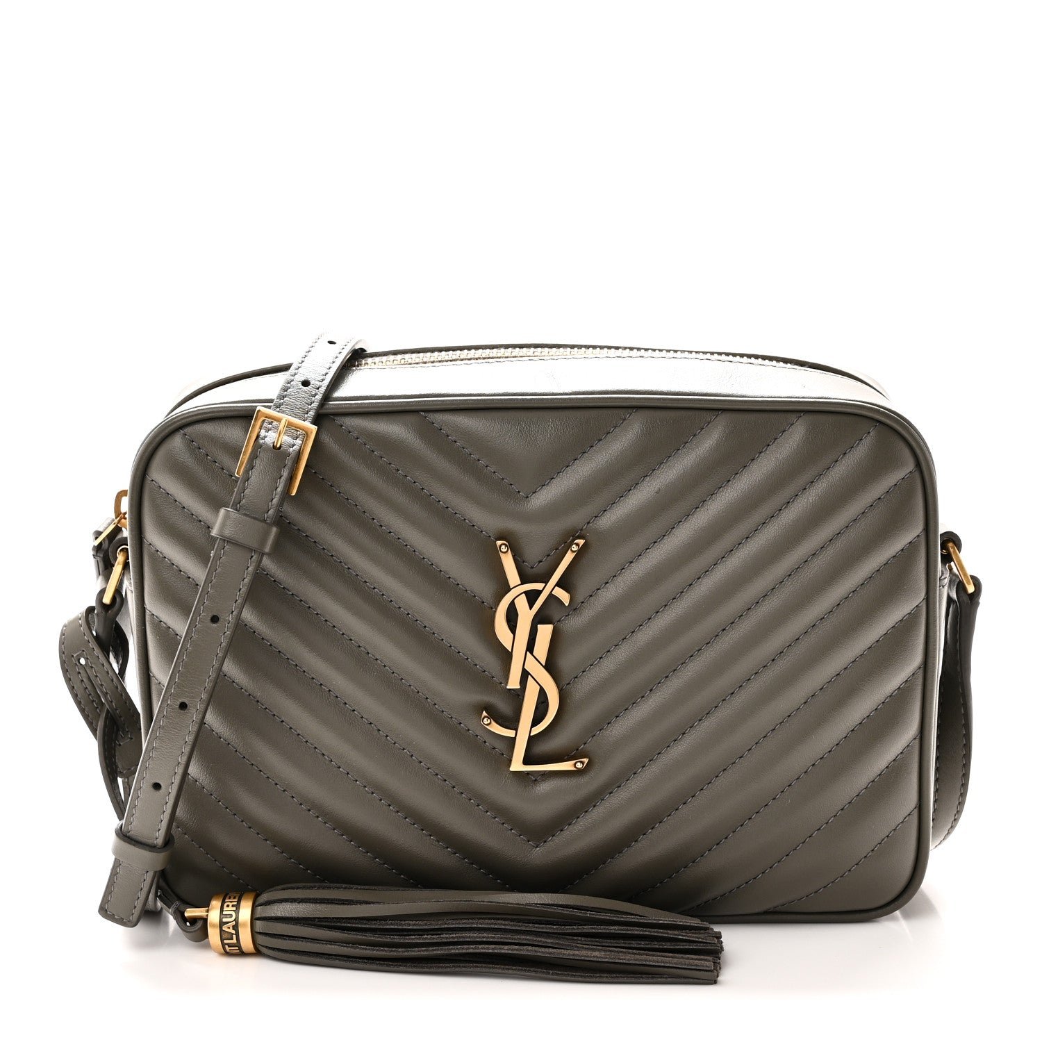 Saint Laurent Calfskin Matelasse Monogram Lou Camera Bag Dusty Grey