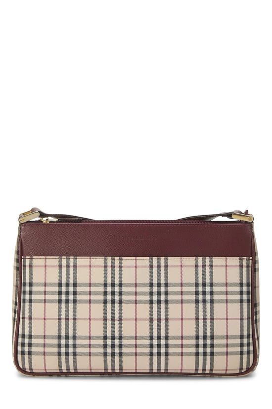 Burgundy Check Jacquard Canvas Crossbody