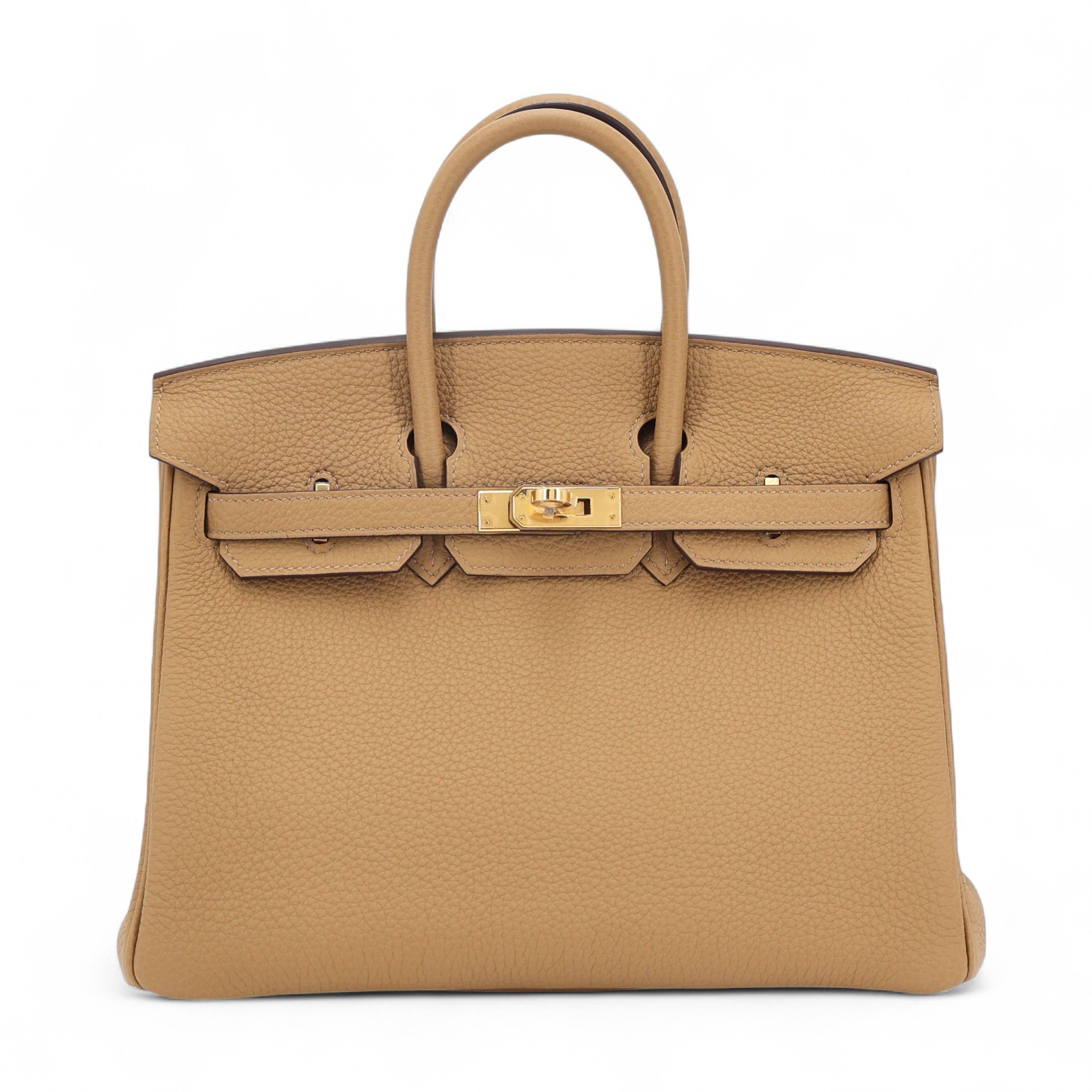 Hermes Unused ( Rank NS ) HERMÈS Birkin 25 Biscuit (4B) Togo Gold hardware Z (2021)