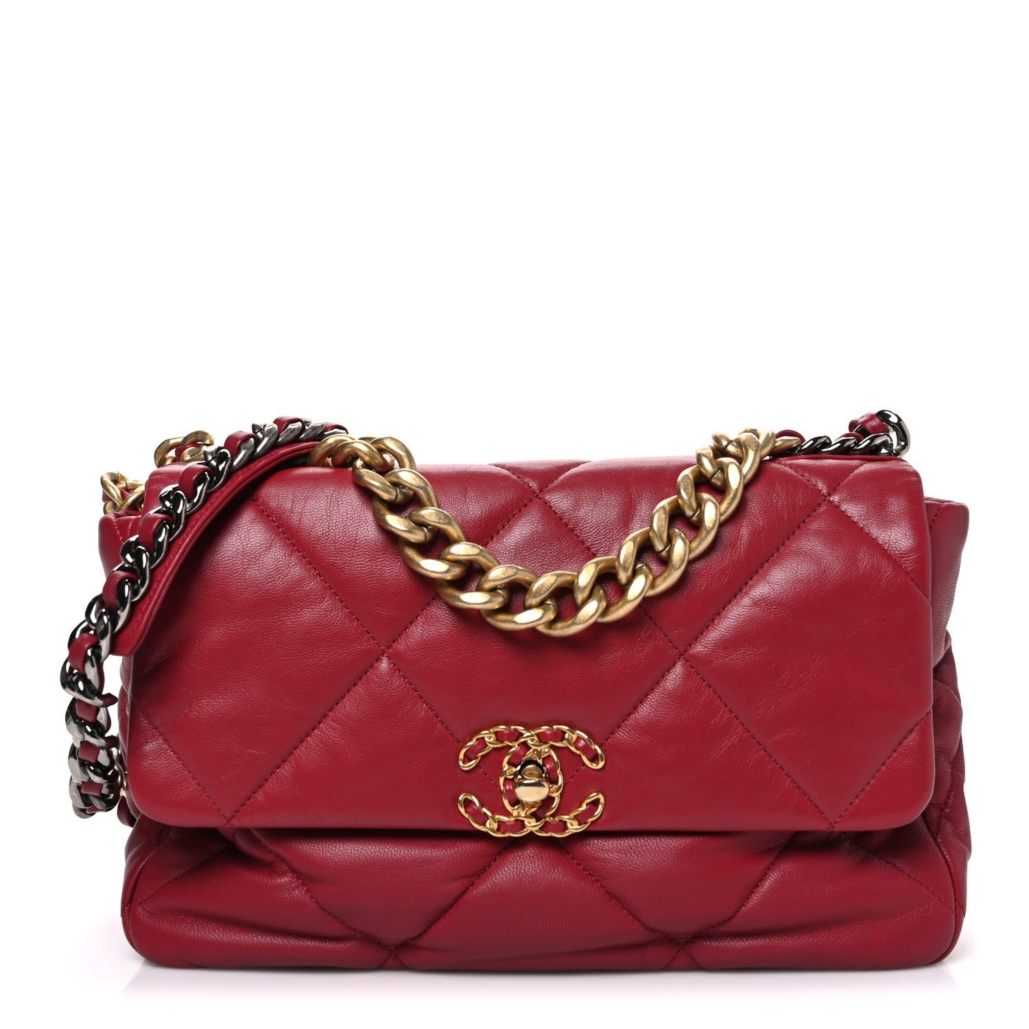 Chanel Lambskin Quilted Large Chanel 19 Flap Red