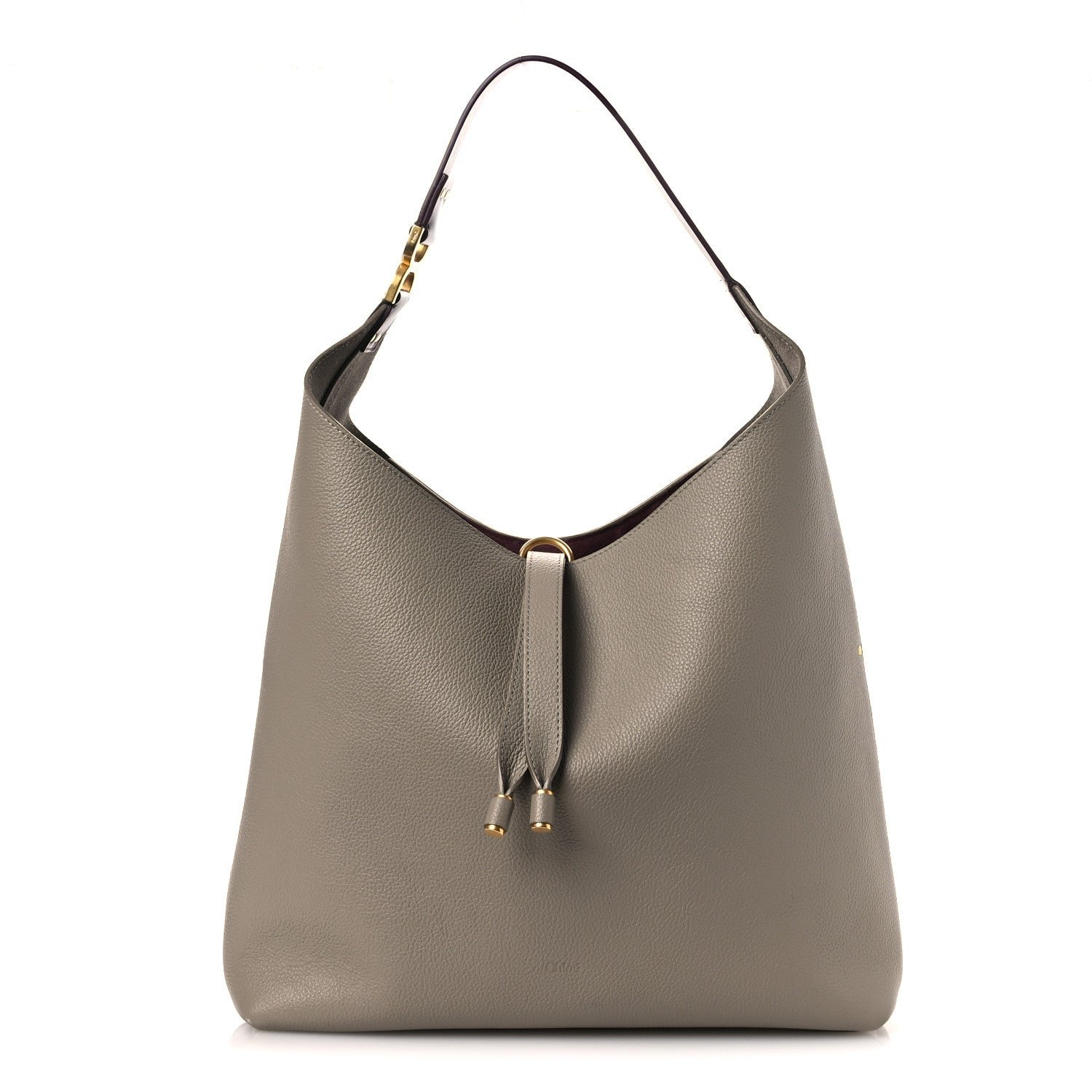 Chloe Grained Calfskin Marcie Hobo Bag Motty Grey