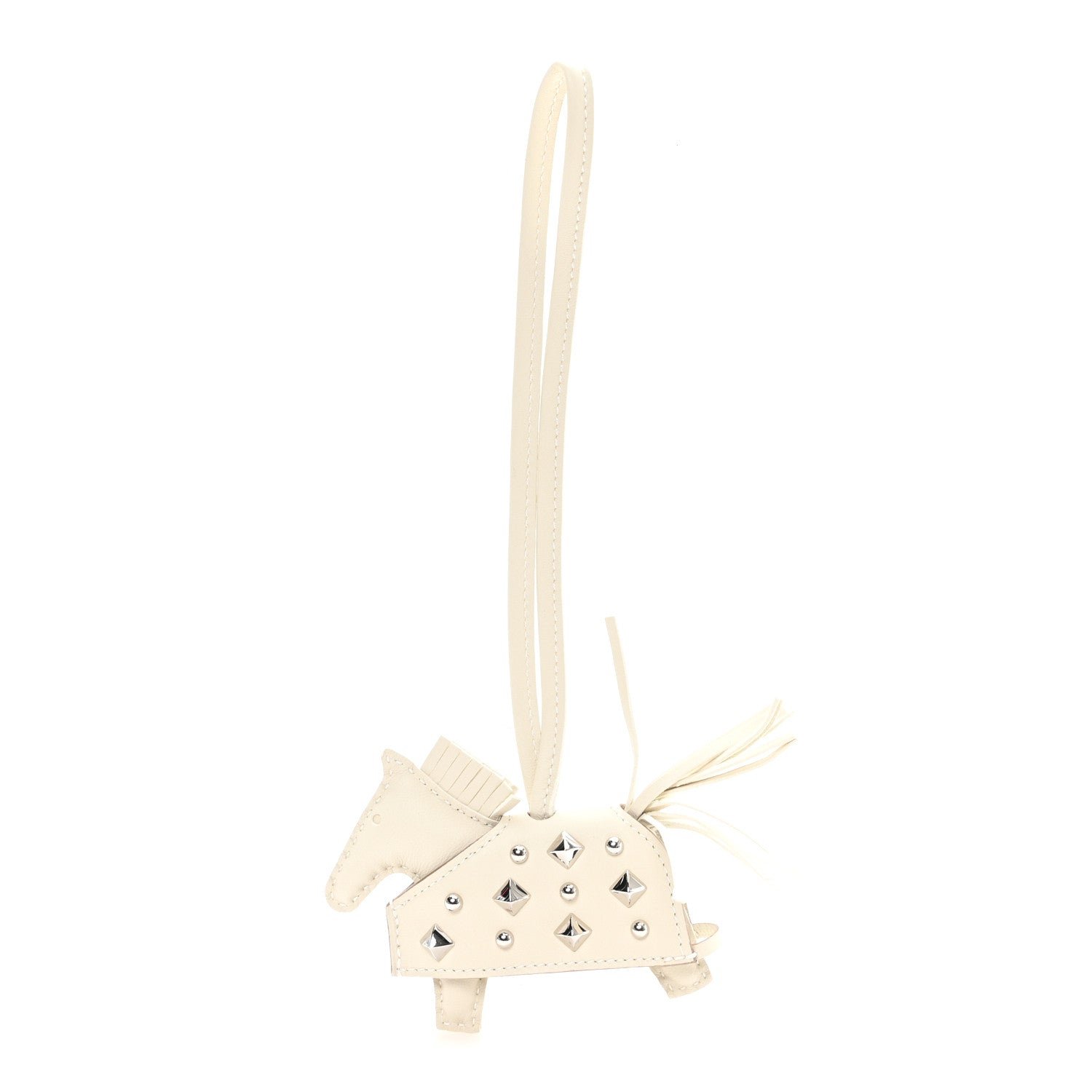 Hermes Hermes Milo Lambskin Studded Grigri Rodeo Robeo Rock Horse Bag Charm PM Craie