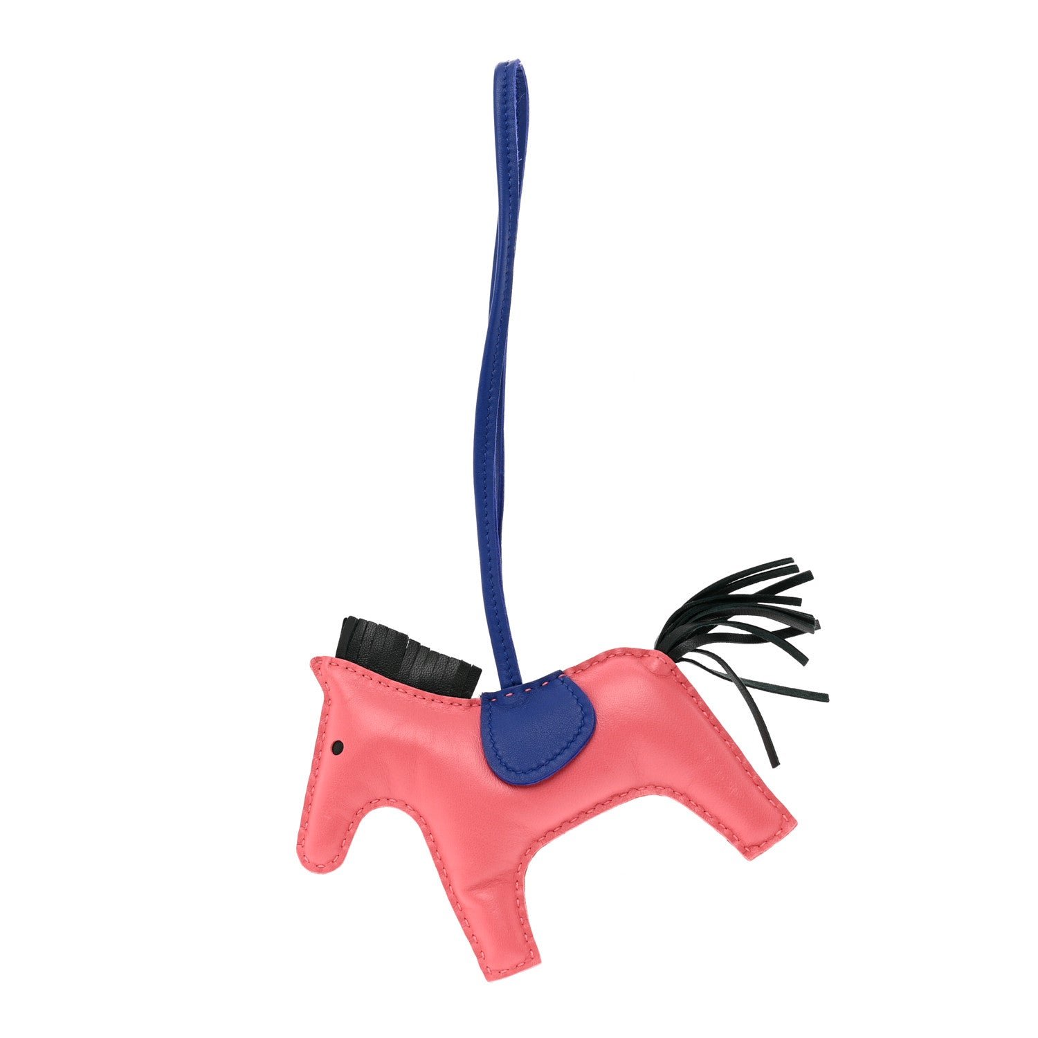 Hermes Milo Lambskin Grigri Rodeo Bag Charm MM Rose Azalee Bleu Electrique Vert Cypress