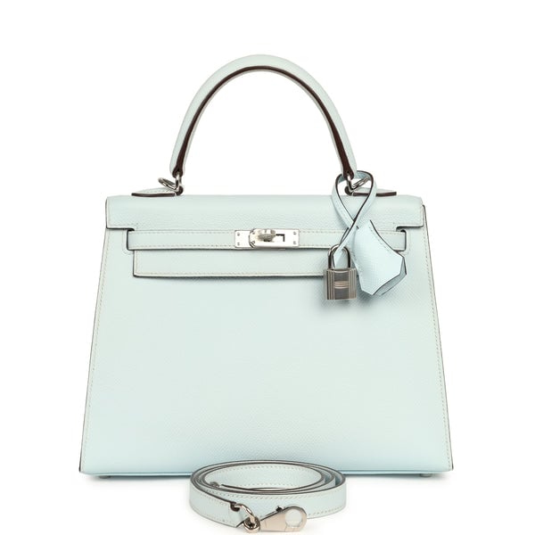 Hermes Kelly Sellier 25 Bleu Brume Epsom Palladium Hardware