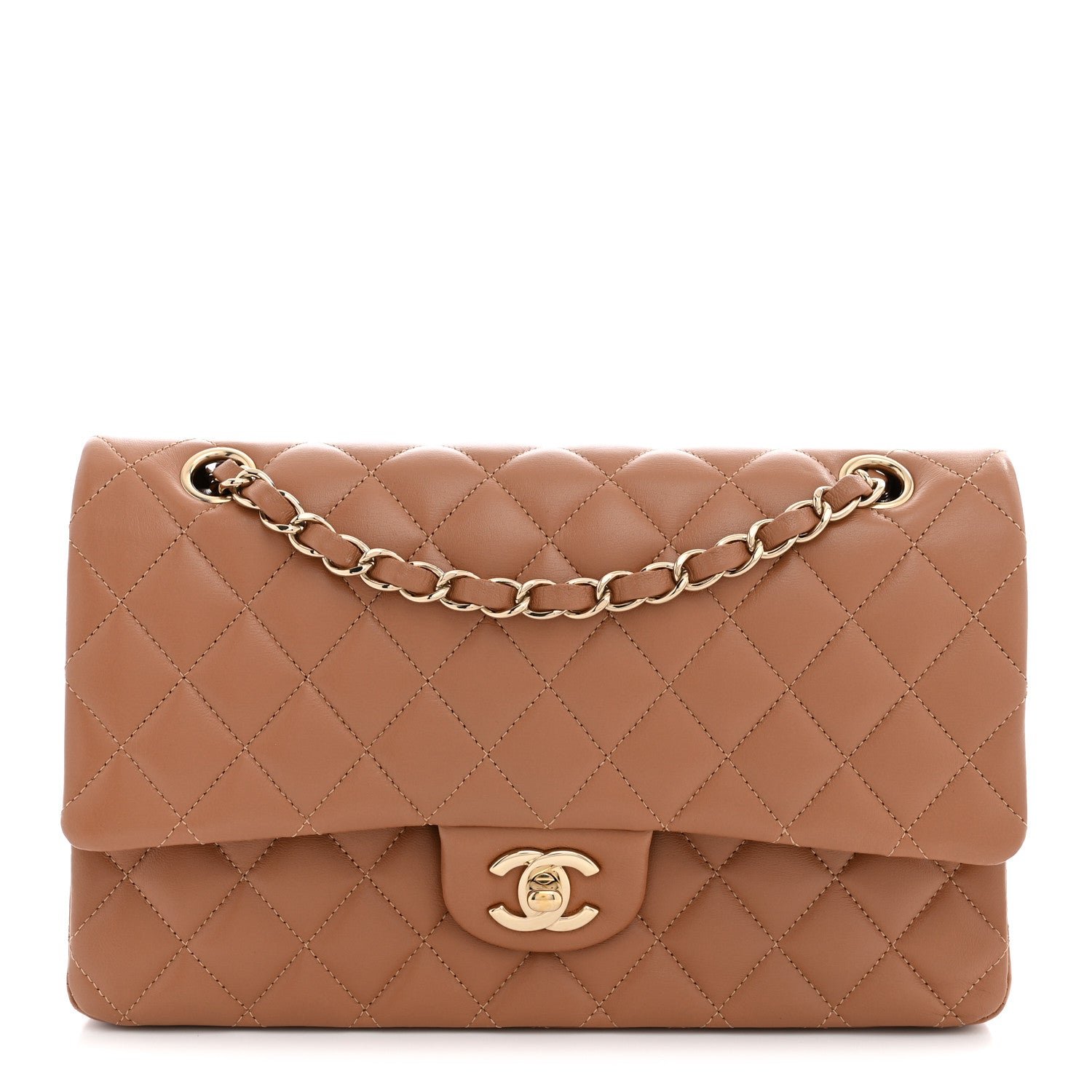 Chanel Lambskin Quilted Medium Double Flap Brown