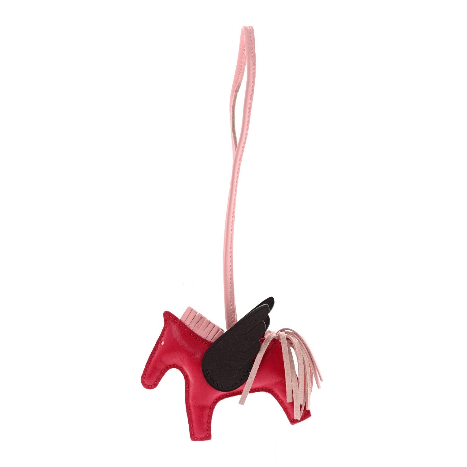Hermes Milo Lambskin Grigri Rodeo Pegase Horse Bag Charm PM Framboise Rose Sakura Rouge Sellier