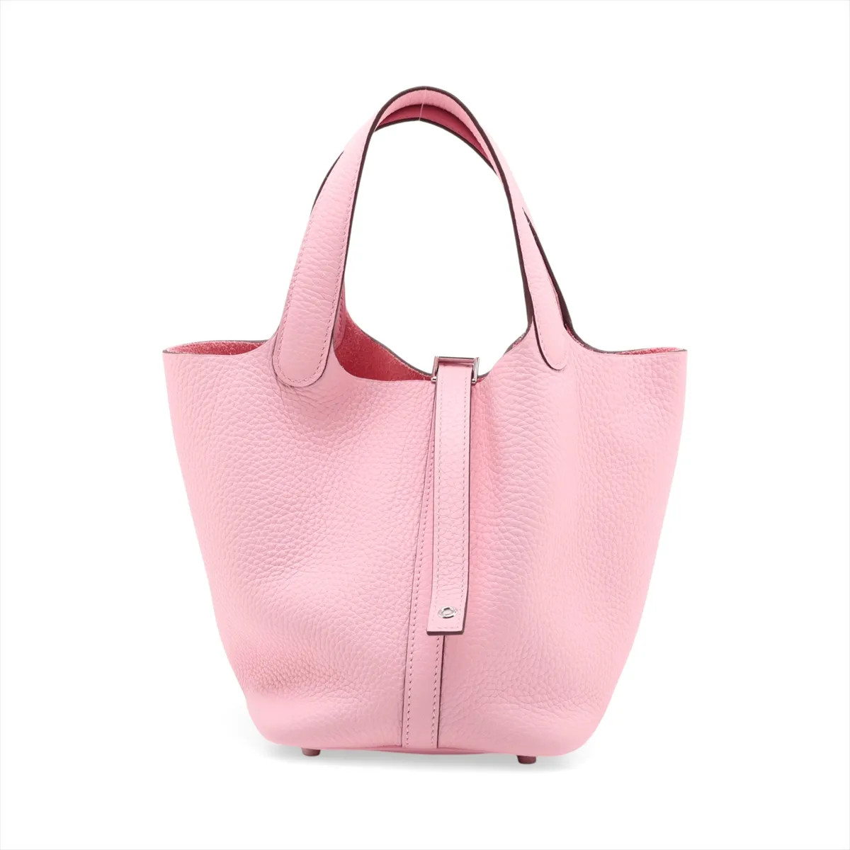 Hermès Picotin Lock 18 PM Taurillon Clemence Rose Sakura Silver Metal Fittings K