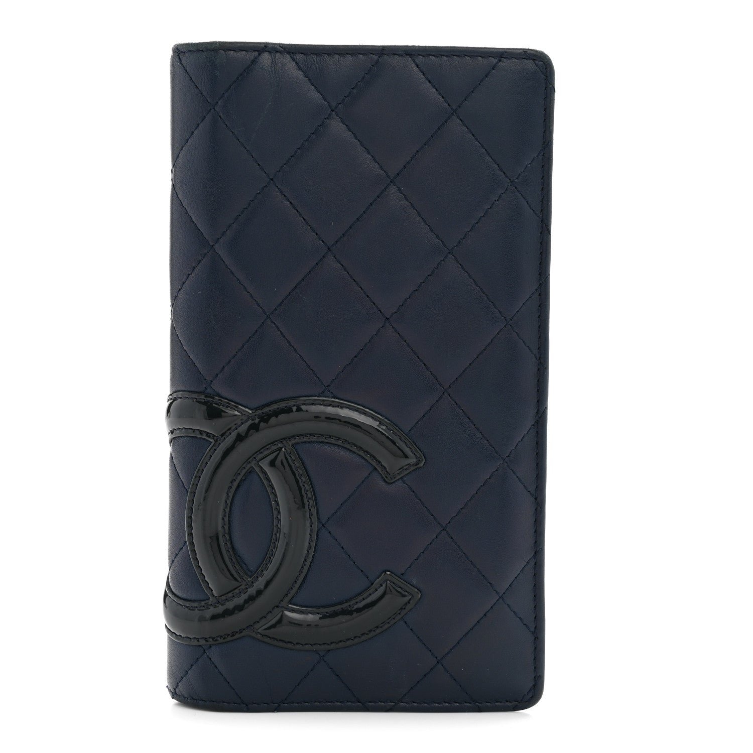 Chanel Calfskin Quilted Cambon Yen Wallet Blue