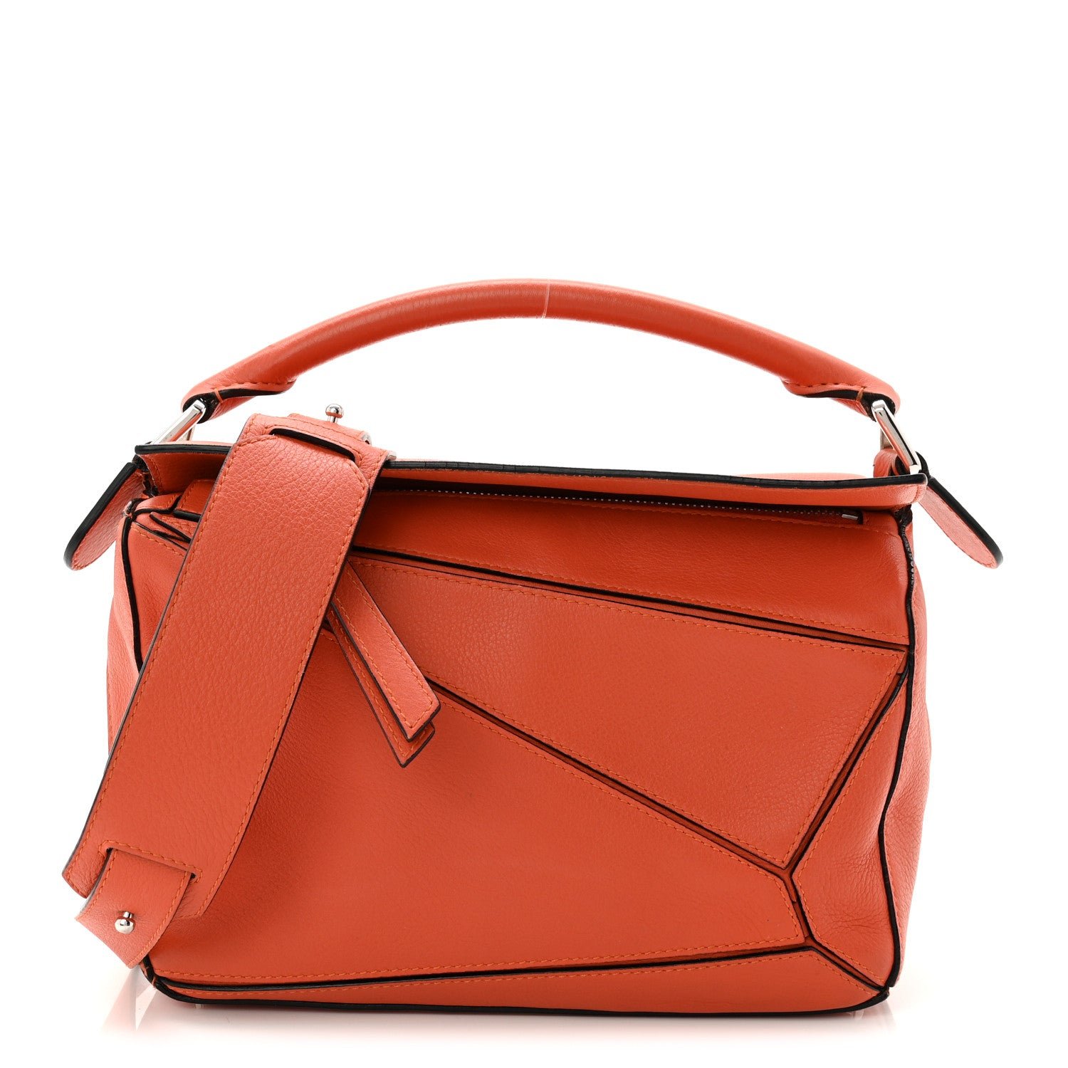 Loewe Loewe Grained Calfskin Small Puzzle Bag Orange