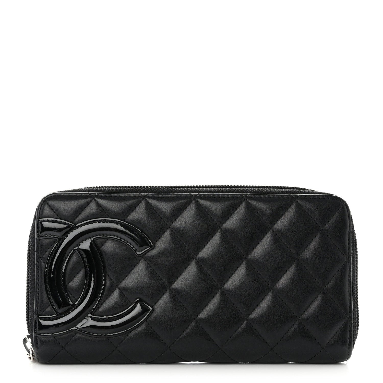 Chanel Calfskin Quilted Cambon Large Gusset Zip Around Wallet Black