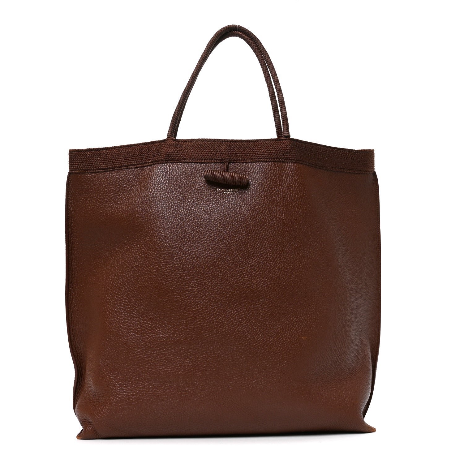 Saint Laurent Grained Calfskin Patti Tote Brown