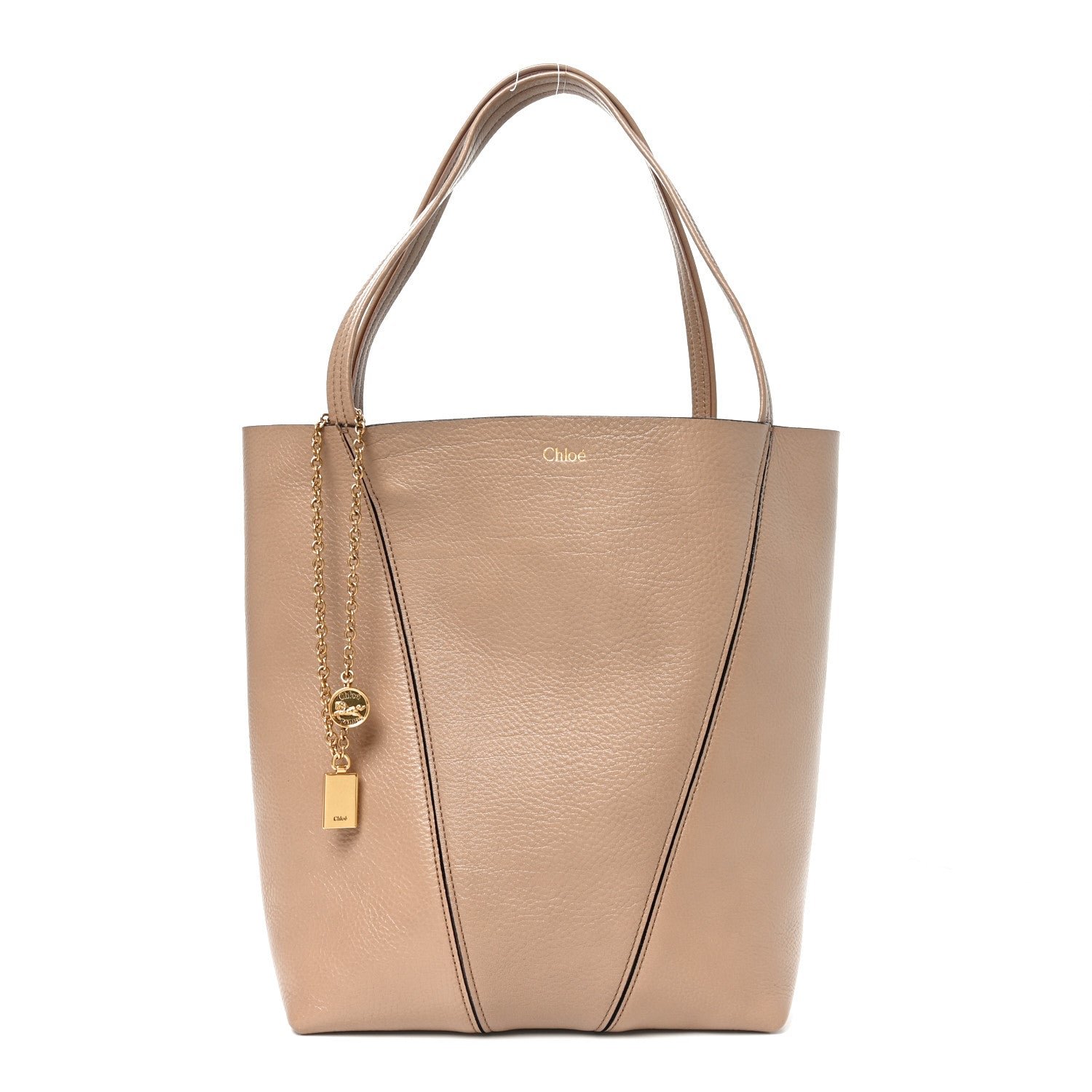 Chloe Grained Calfskin Medium Spin Tote Woodrose