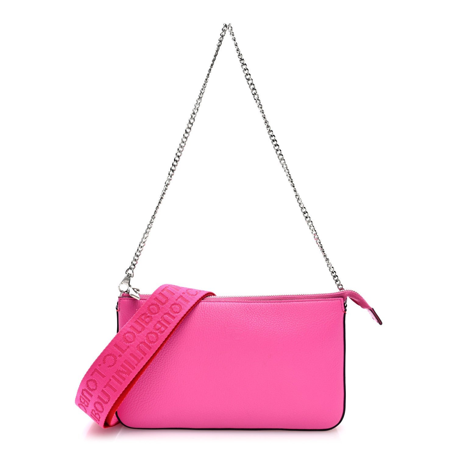 Christian Louboutin Calfskin Loubila Chain Hybrid Crossbody Fluo Pink