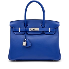 Hermes Bleu Electrique Evergrain Birkin 30 Bag Palladium Hardware, 2017