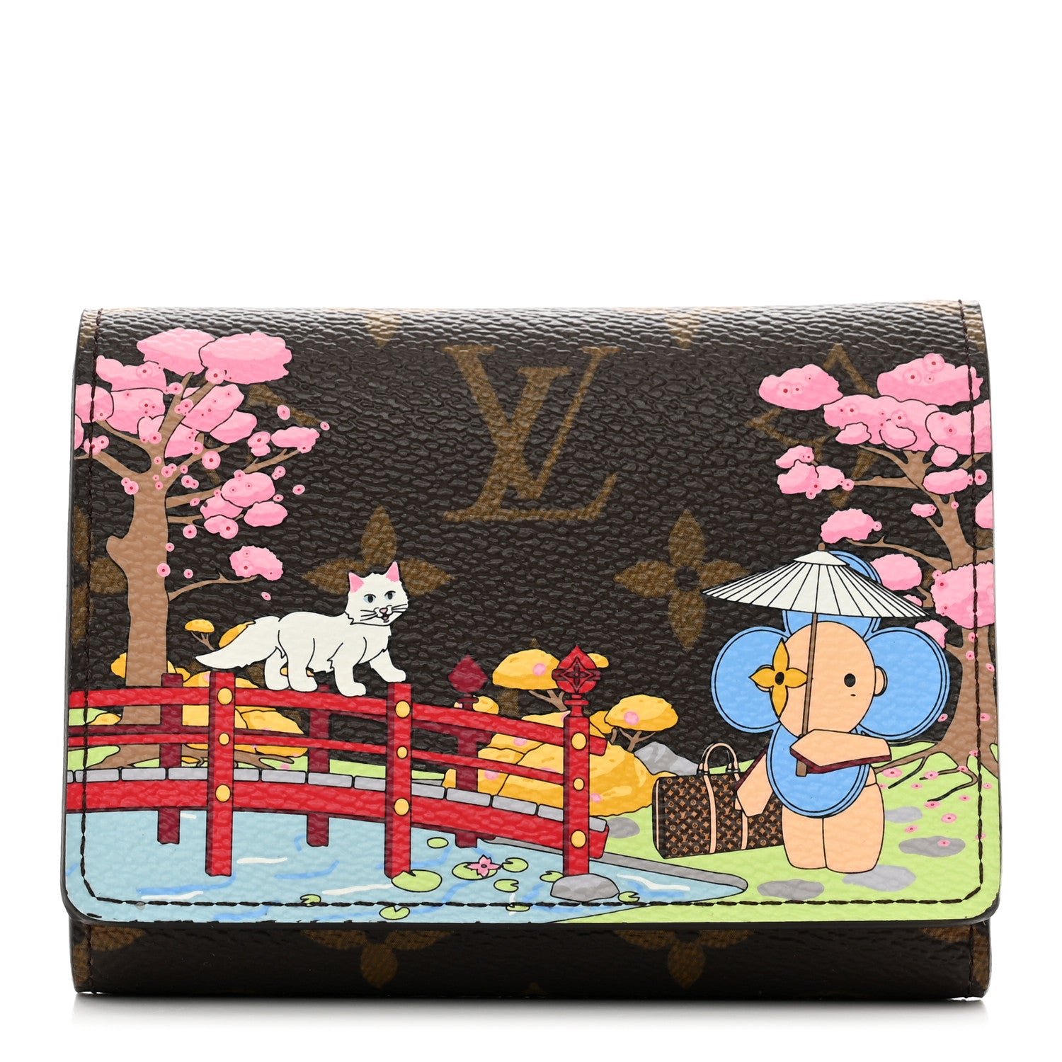 Louis Vuitton Monogram 2021 Christmas Animation Japanese Garden Victorine Wallet Wisteria Pink