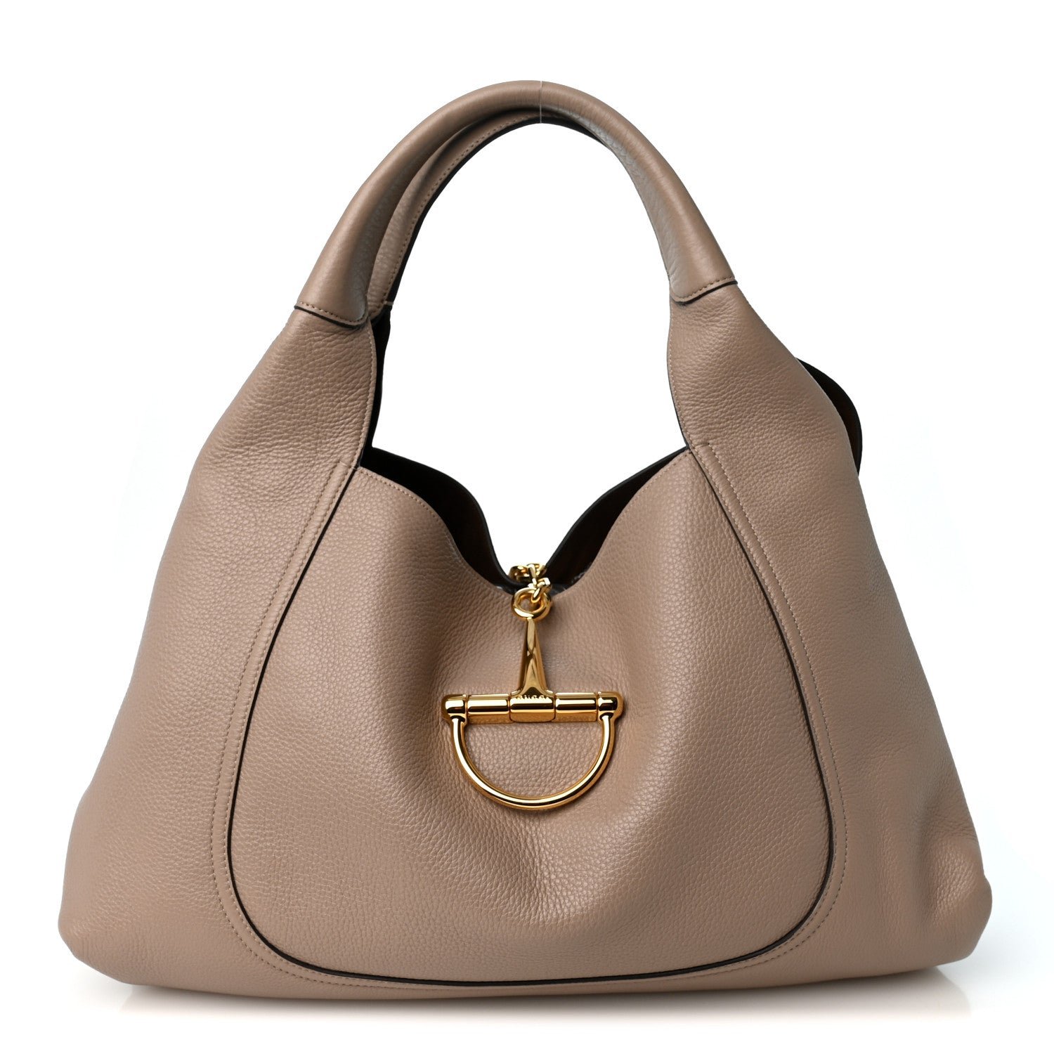 Gucci Grained Calfskin Softbit Maxi Shoulder Bag Taupe