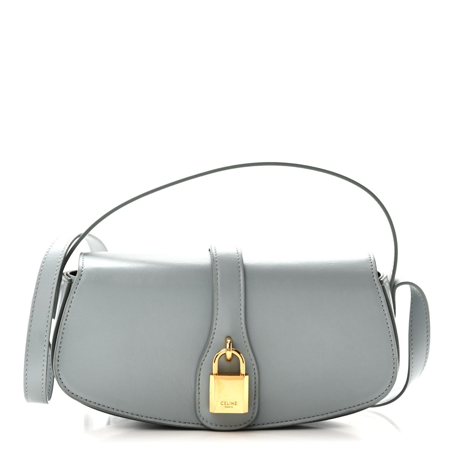 Celine Smooth Calfskin Tabou Clutch On Strap Ice Blue