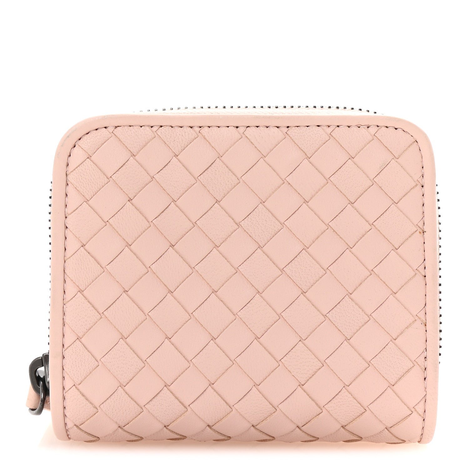 Bottega Veneta Nappa Intrecciato Small Bi-Fold Zip Wallet Pink
