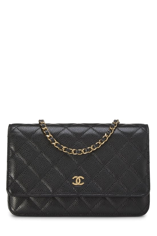 Black Caviar Classic Quilted Wallet On Chain (WOC)