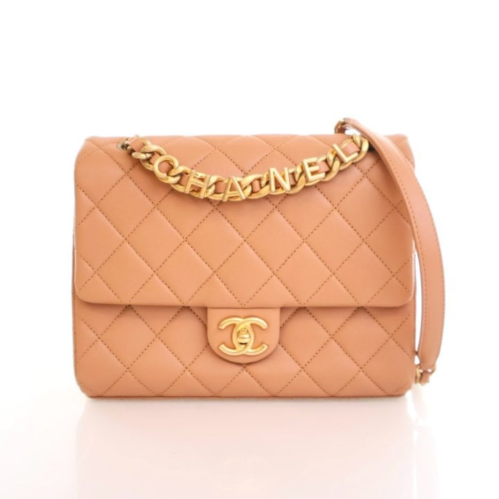 Chanel Lambskin Chaine Lettre Square Flap Bag