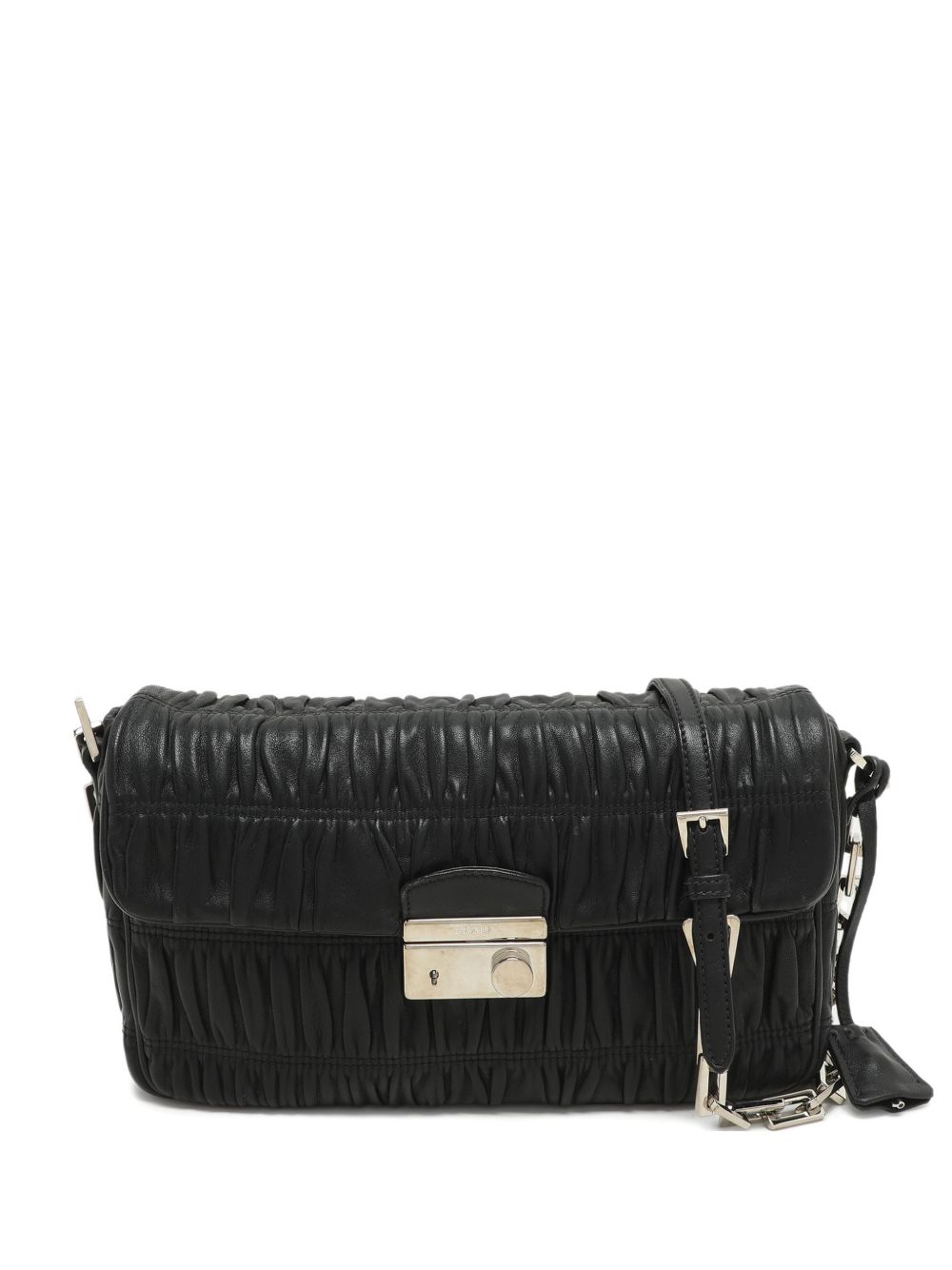 Gaufre gathered leather shoulder bag