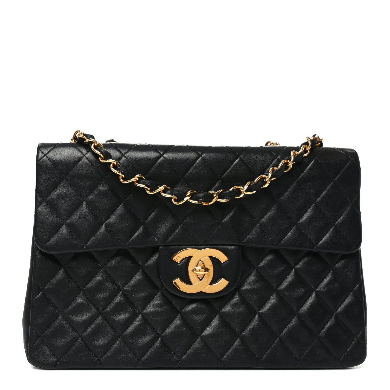 Chanel Lambskin Quilted XL Jumbo Single Flap Black