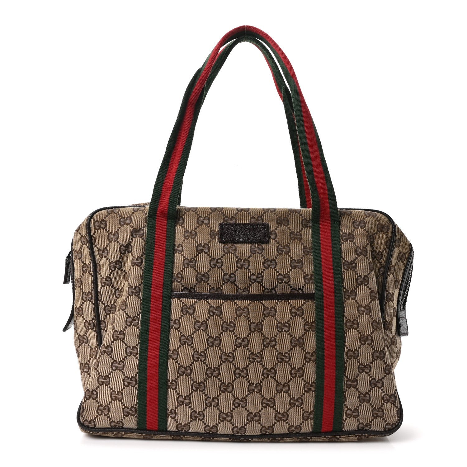 Gucci Monogram Web Carry On Tote Dark Brown