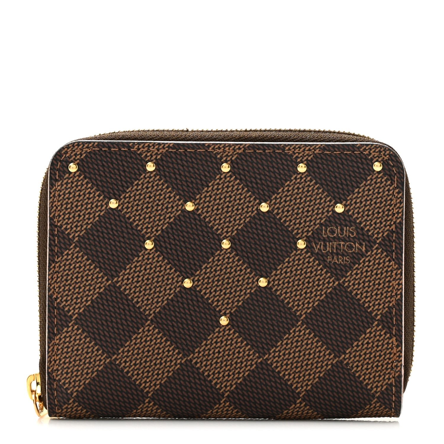 Louis Vuitton Damier Ebene Studded Zippy Coin Purse Rose Ballerine