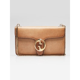 Gucci Brown Leather 1973 Chain Shoulder Bag