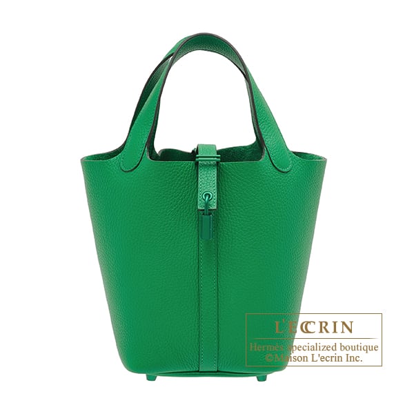 Hermes Picotin Lock Monochrome bag 18/PM So-green Bambou Clemence leather Green hardware