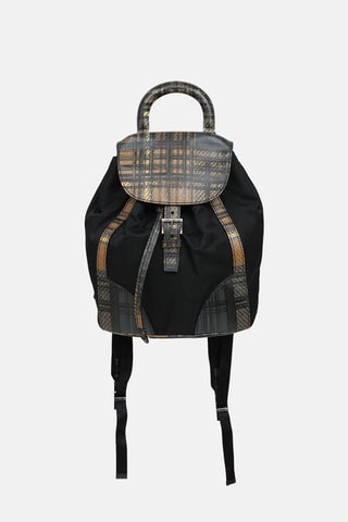 2015 Checkered Leather & Nylon Backpack