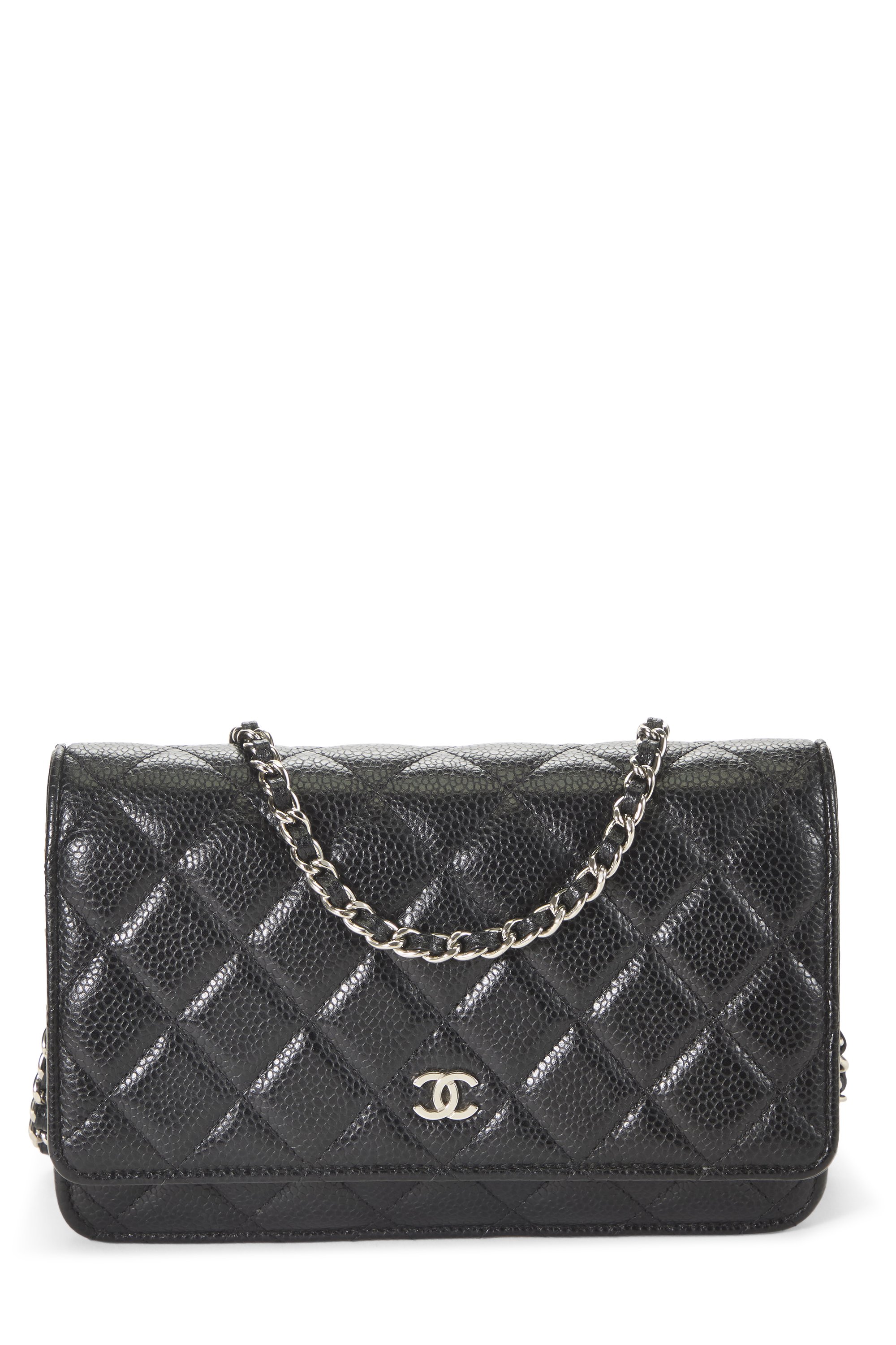 Black Quilted Caviar Classic Wallet on Chain (WOC)