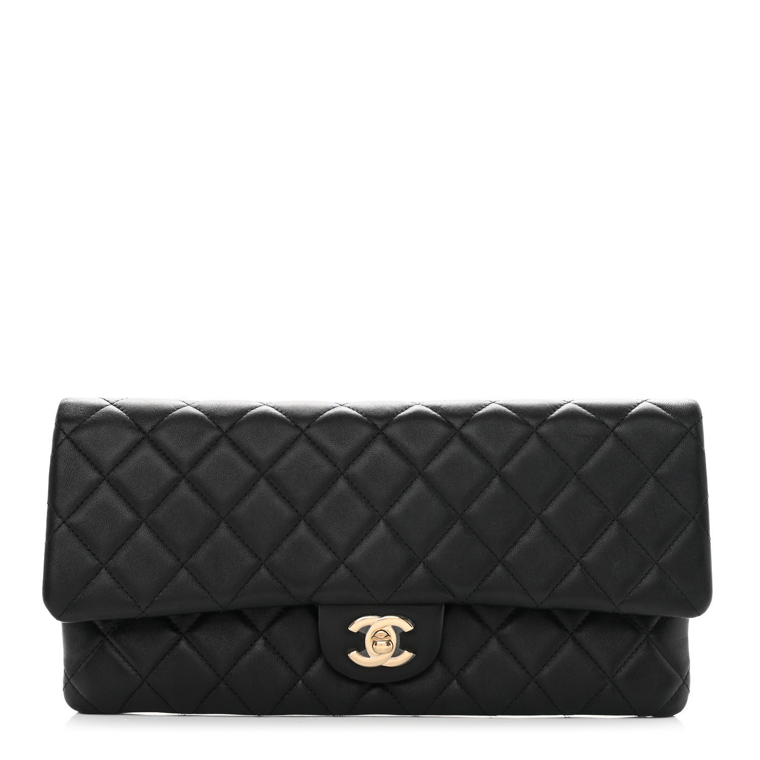 Chanel Lambskin Quilted Flap Clutch Black