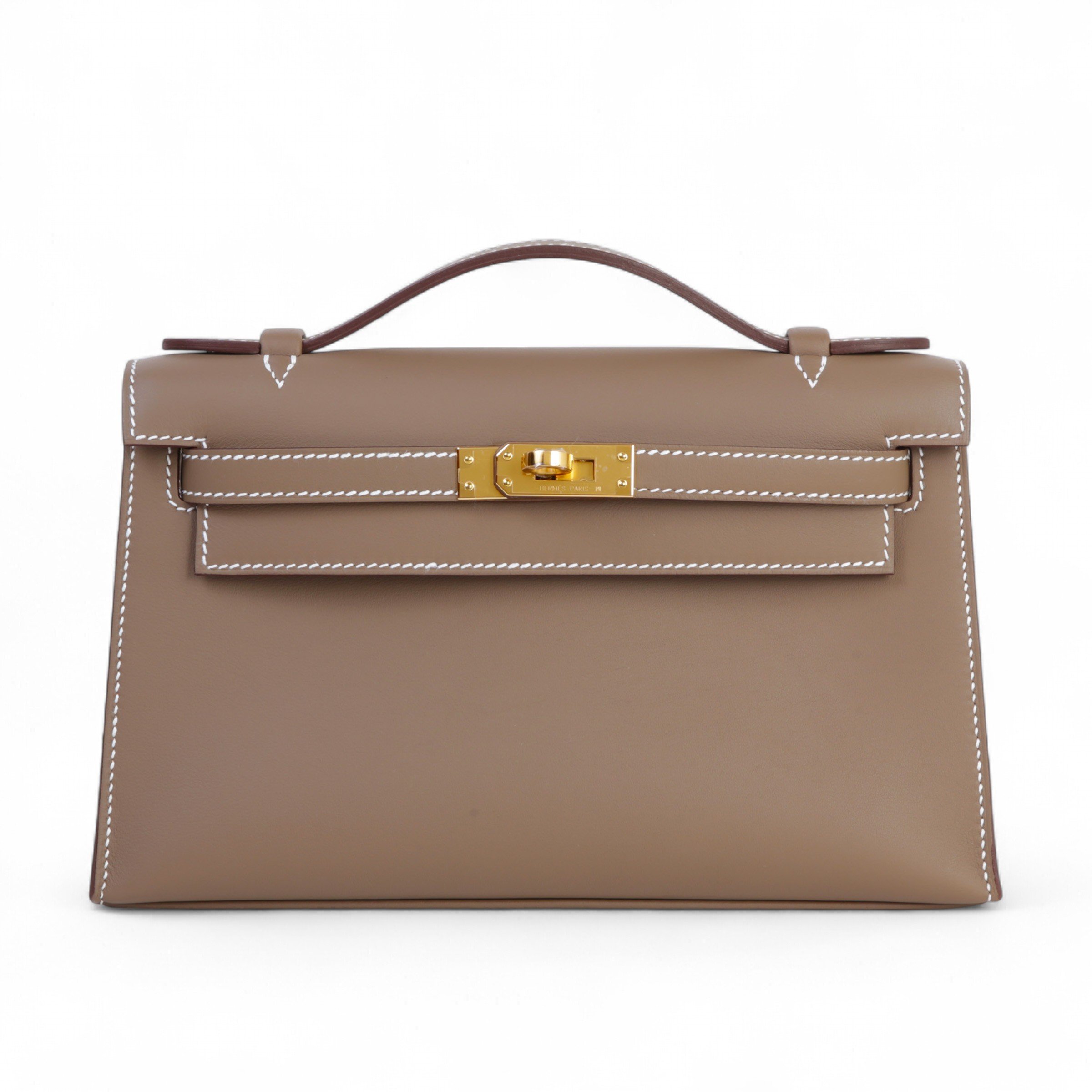 Hermes Brand New ( Rank N ) HERMÈS Kelly Pochette Etoupe (18) Swift Gold hardware K (2025)