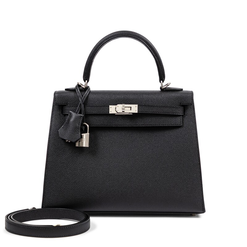 Black Epsom Kelly 25 Sellier Palladium Hardware, 2024