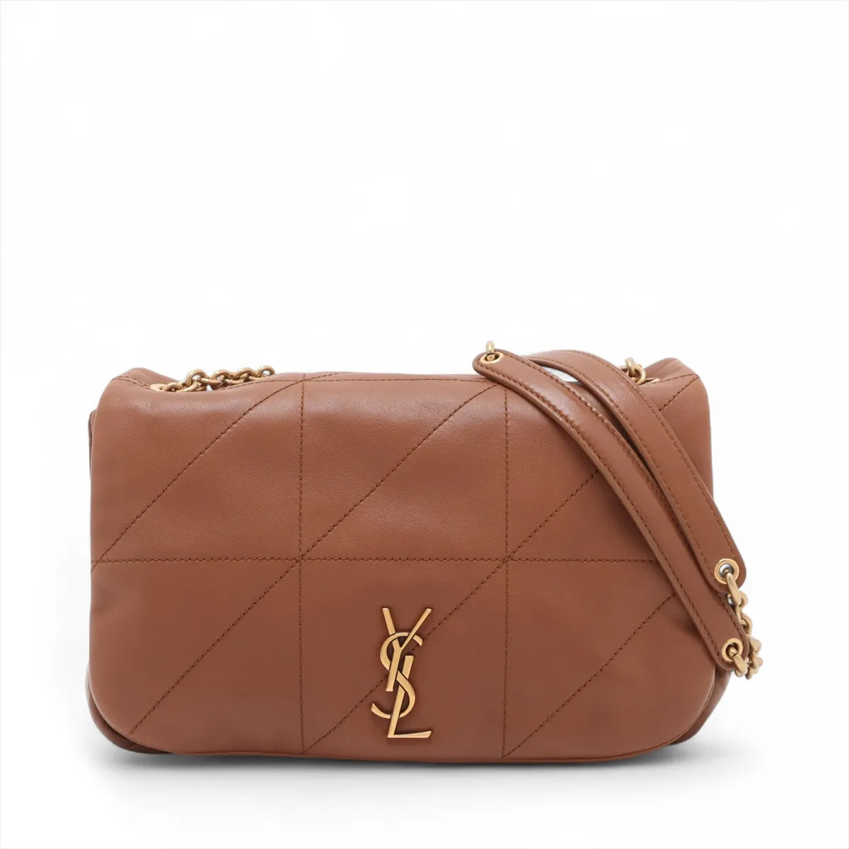 Saint Laurent Paris Jamie Leather Chain Shoulder Bag Brown 763475
