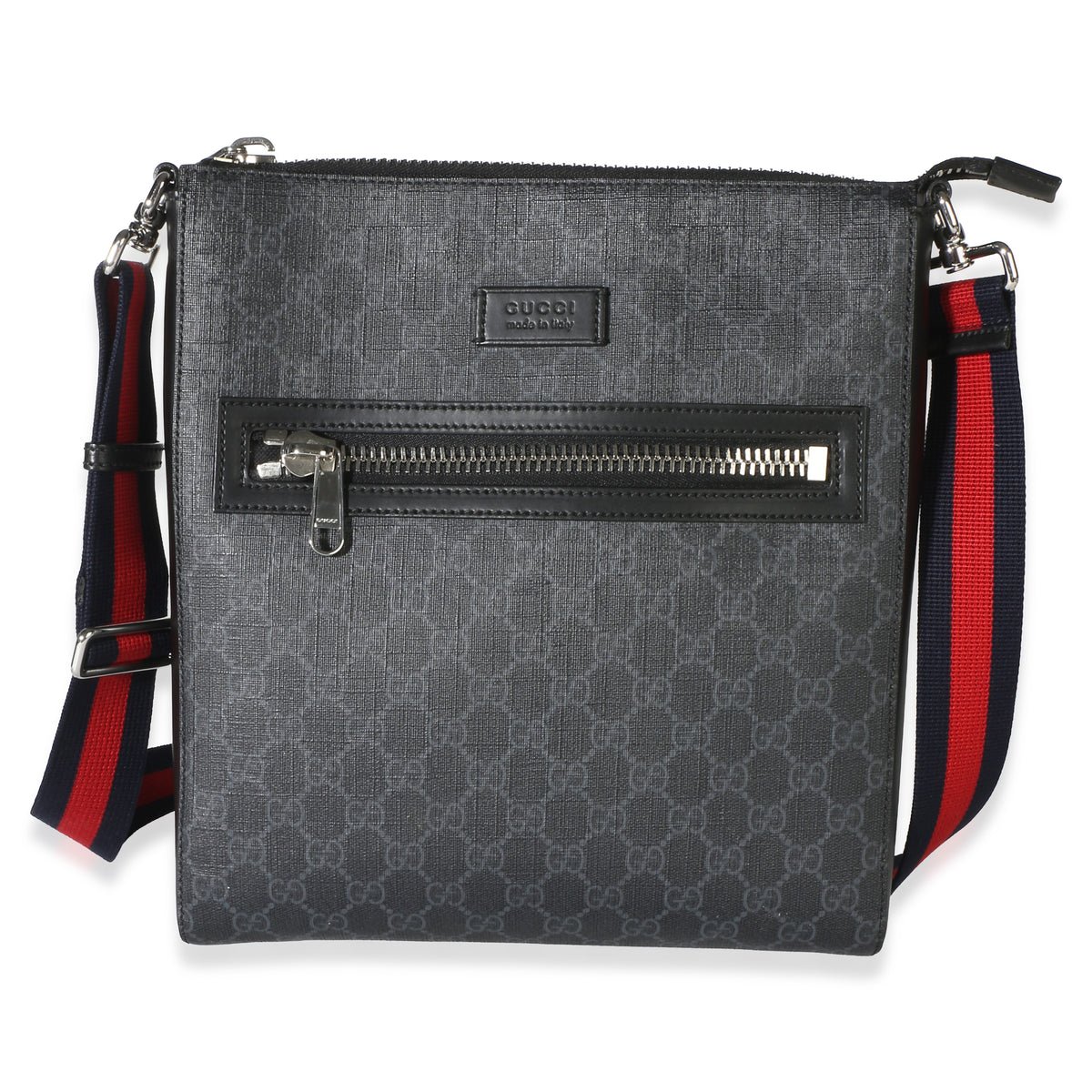 Black GG Supreme Canvas Web Flat Messenger Bag
