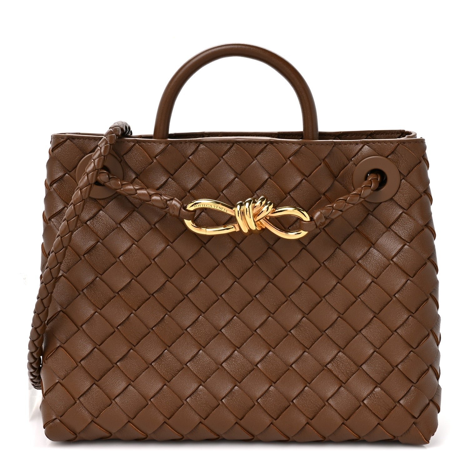 Bottega Veneta Nappa Intrecciato Small Andiamo Shoulder Bag Nocciola