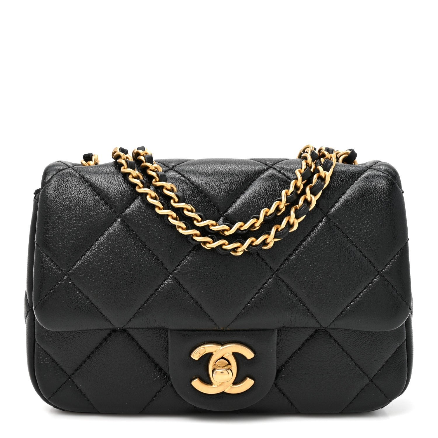 Chanel Lambskin Quilted Pearl Small Flap Black Black
