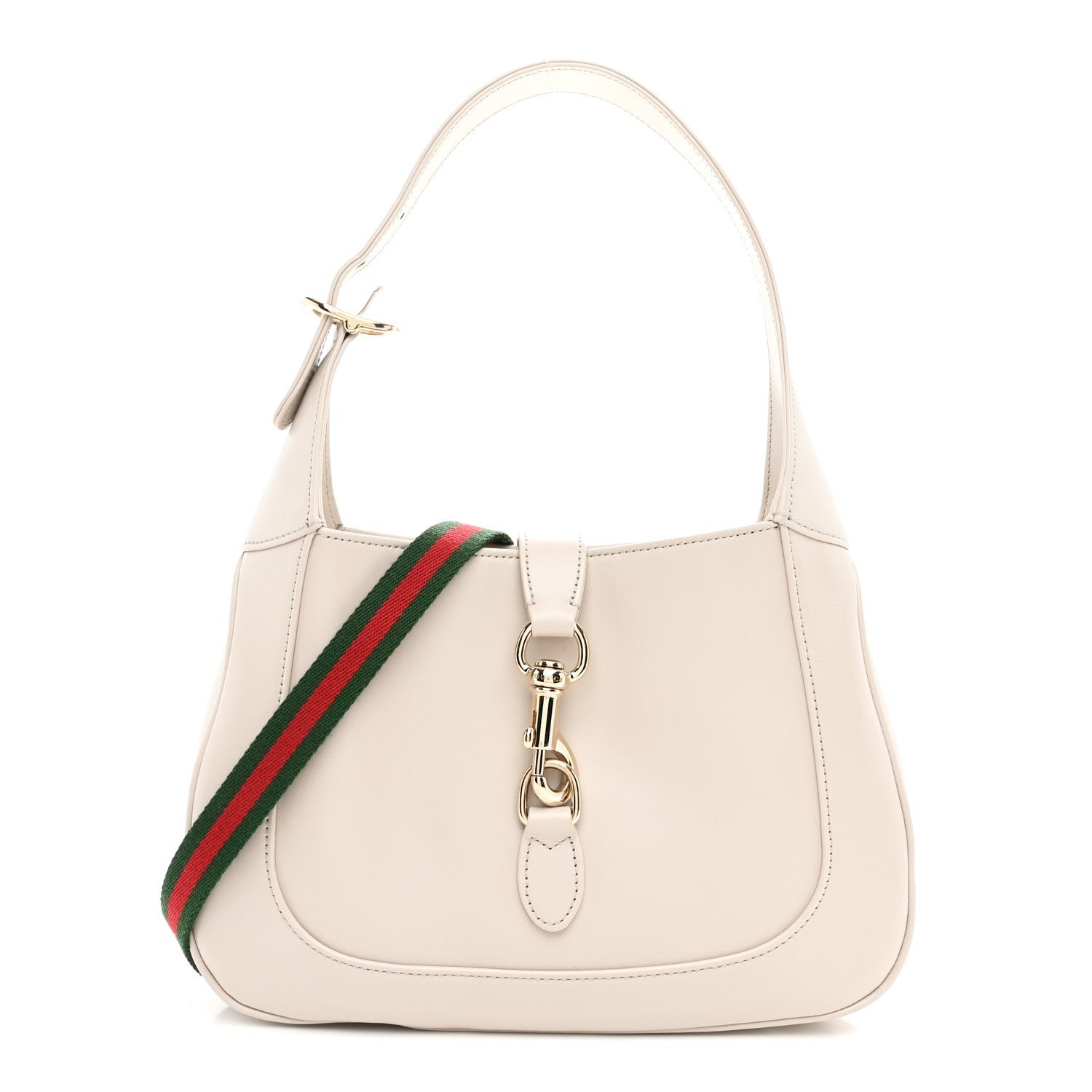 Gucci Ancora Calfskin Web Small Jackie Shoulder Bag Light Grey