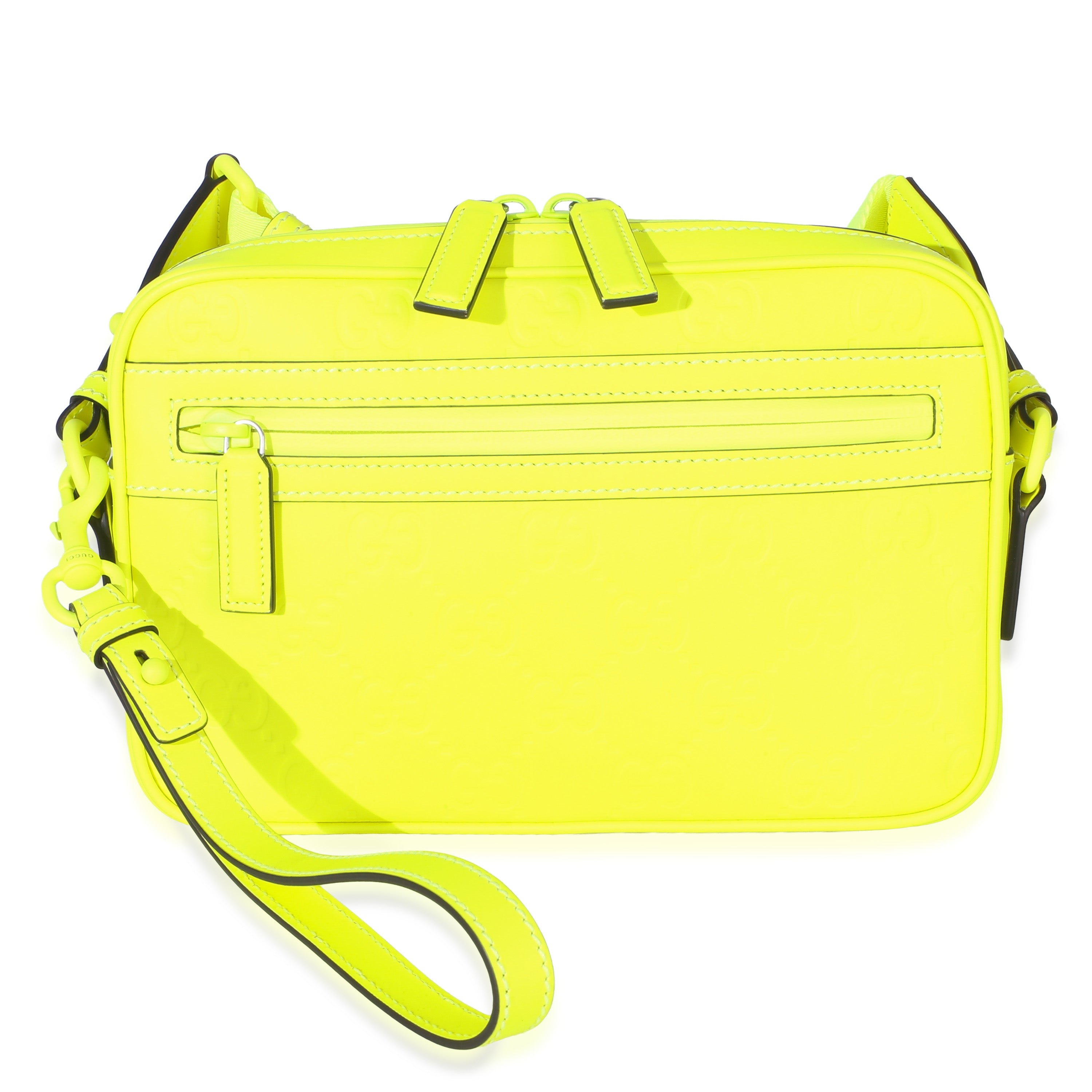 Fluorescent Yellow Rubber Effect Monogram GG Crossbody Bag