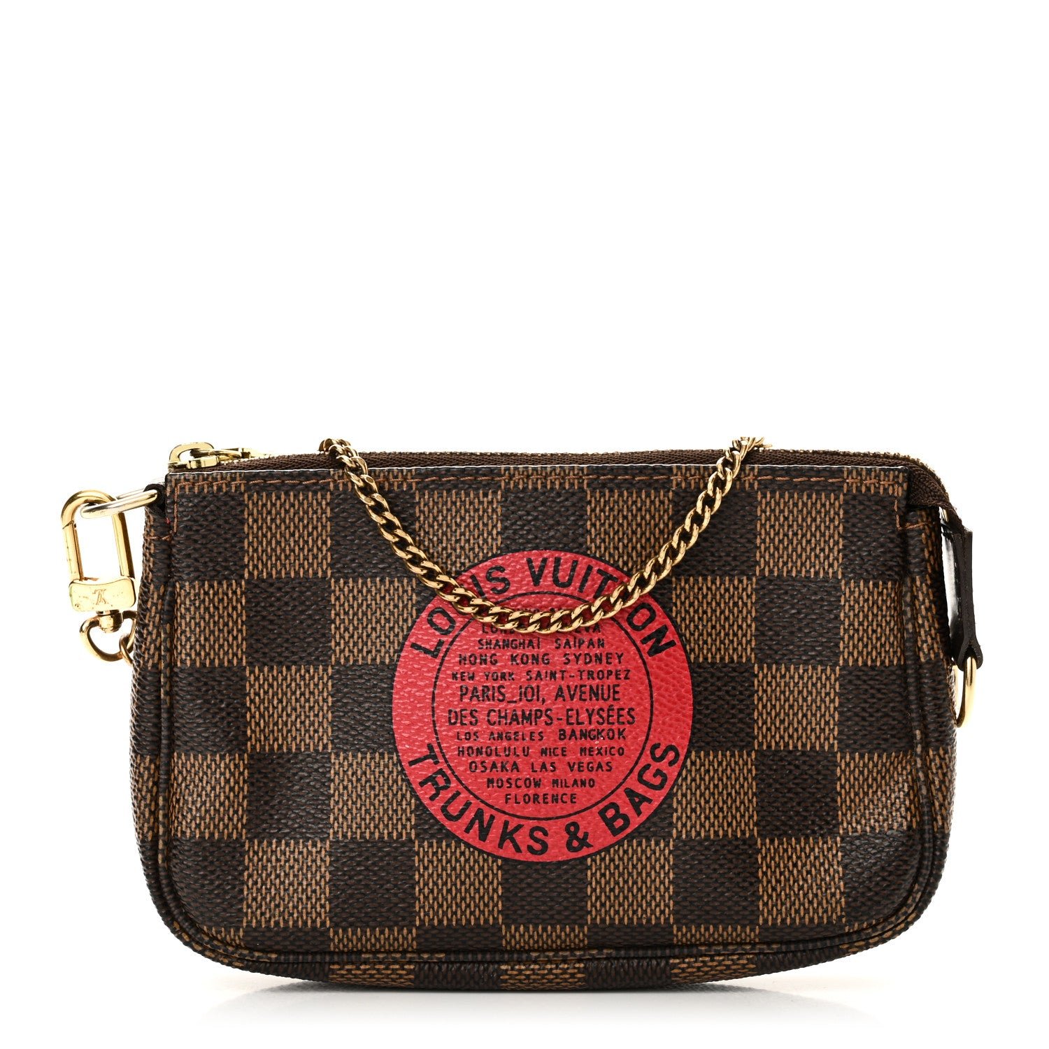 Louis Vuitton Damier Ebene Complice Trunks and Bags Mini Pochette Accessories Red