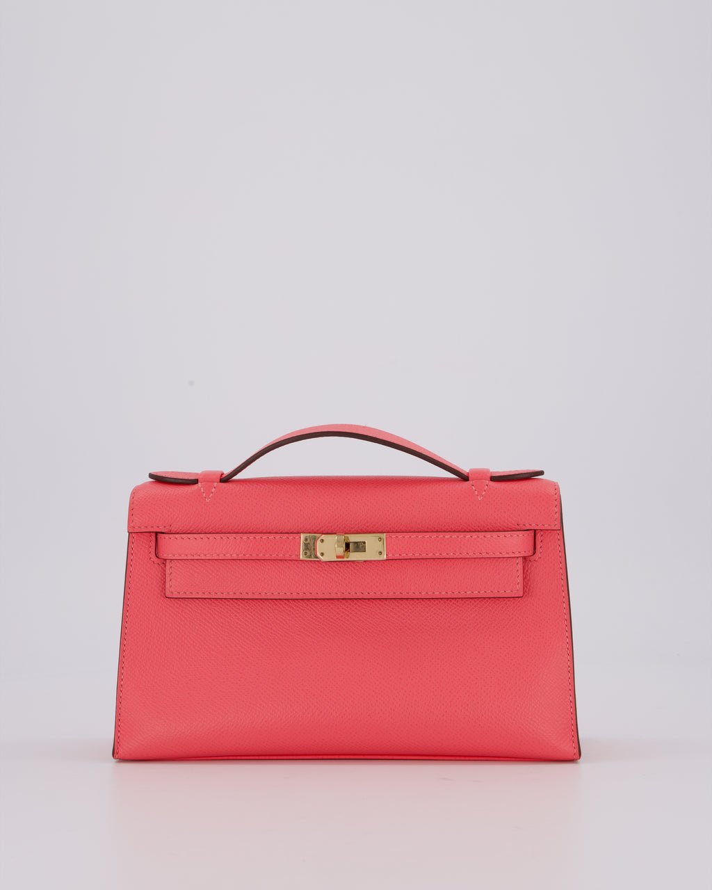Hermès Kelly Pochette Bag in Rose Azalee Epsom Leather with Permabrass Hardware
