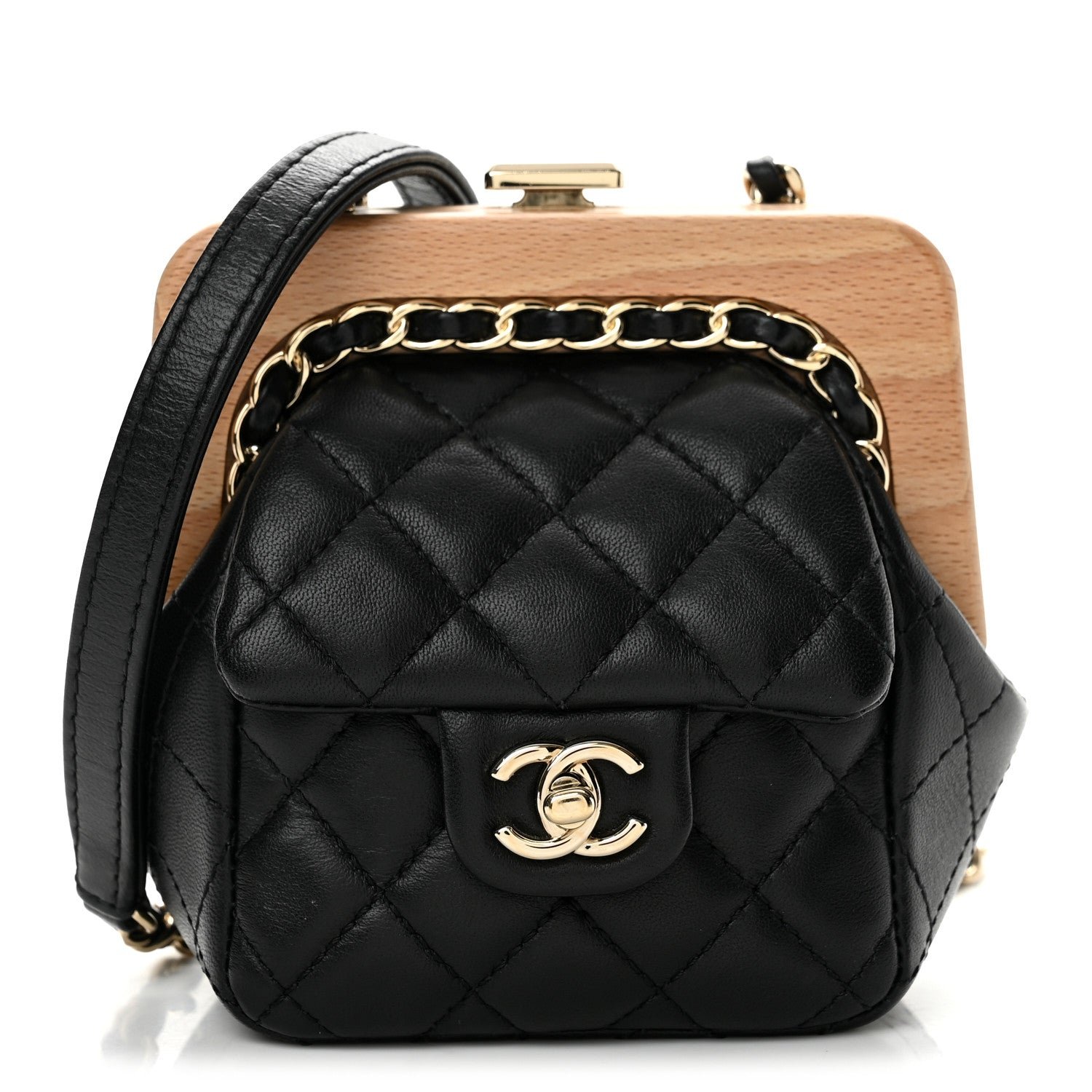 Chanel Lambskin Quilted Hollywood Clutch Black