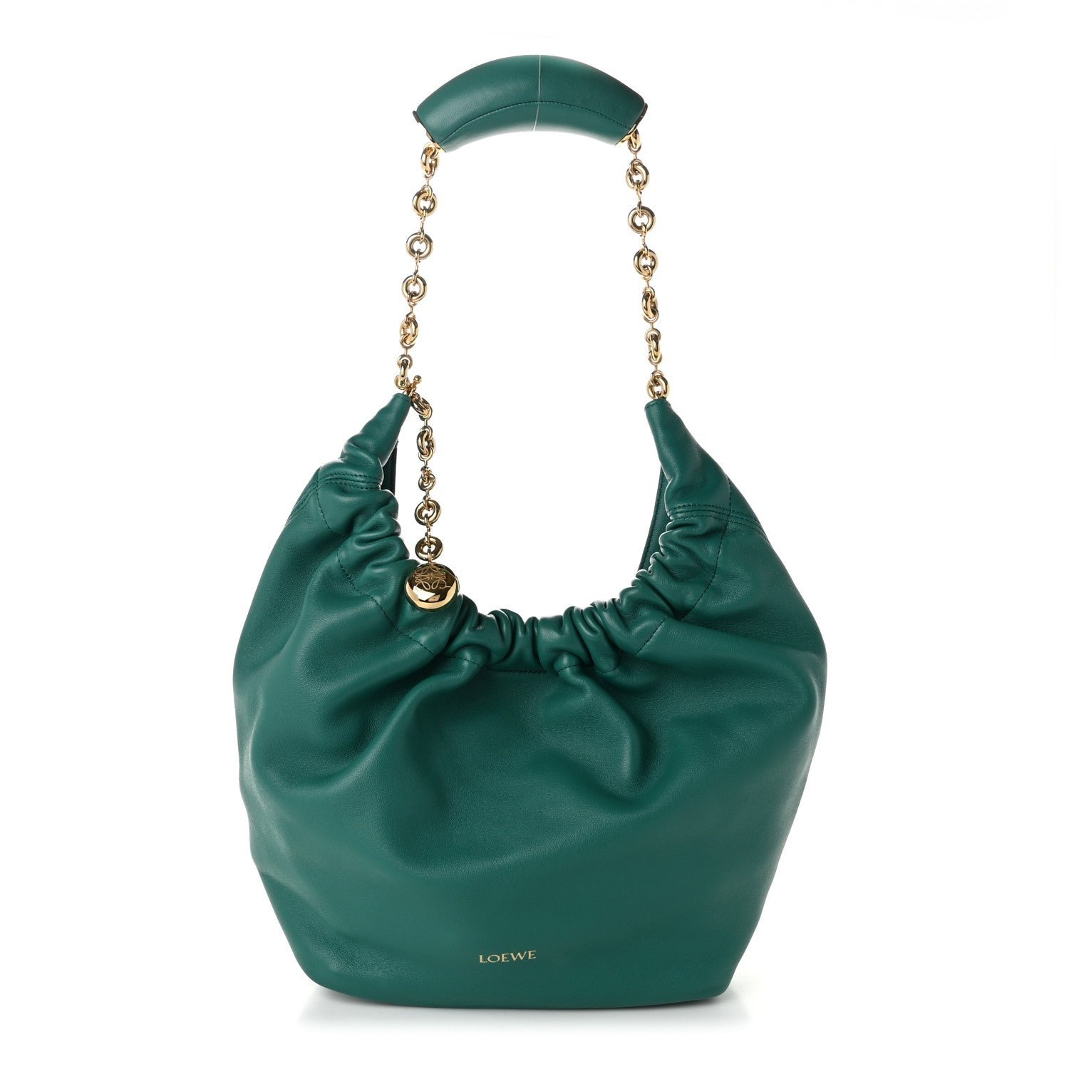 Loewe Mellow Nappa Lambskin Small Squeeze Bag Emerald Green