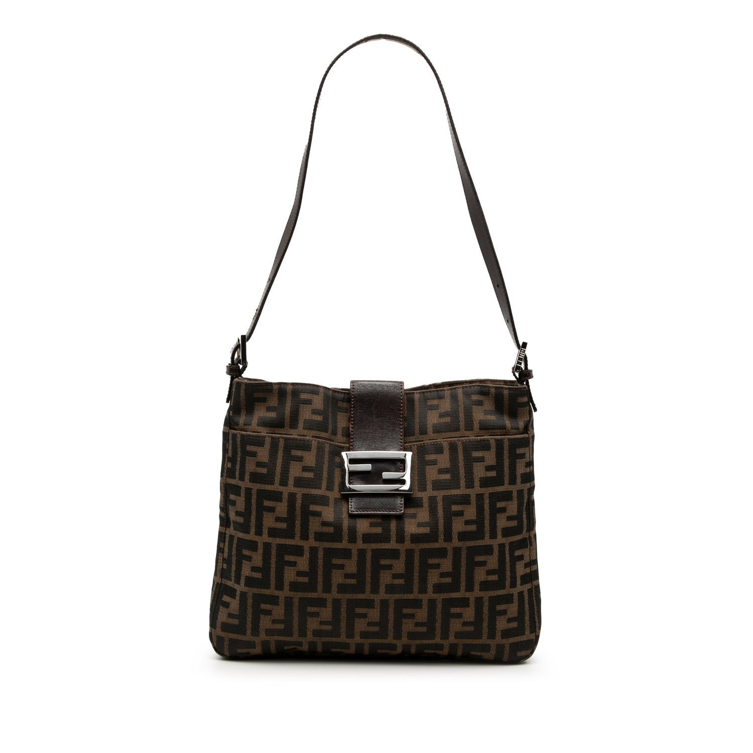 Calf Leather Zucca Canvas Shoulder Bag