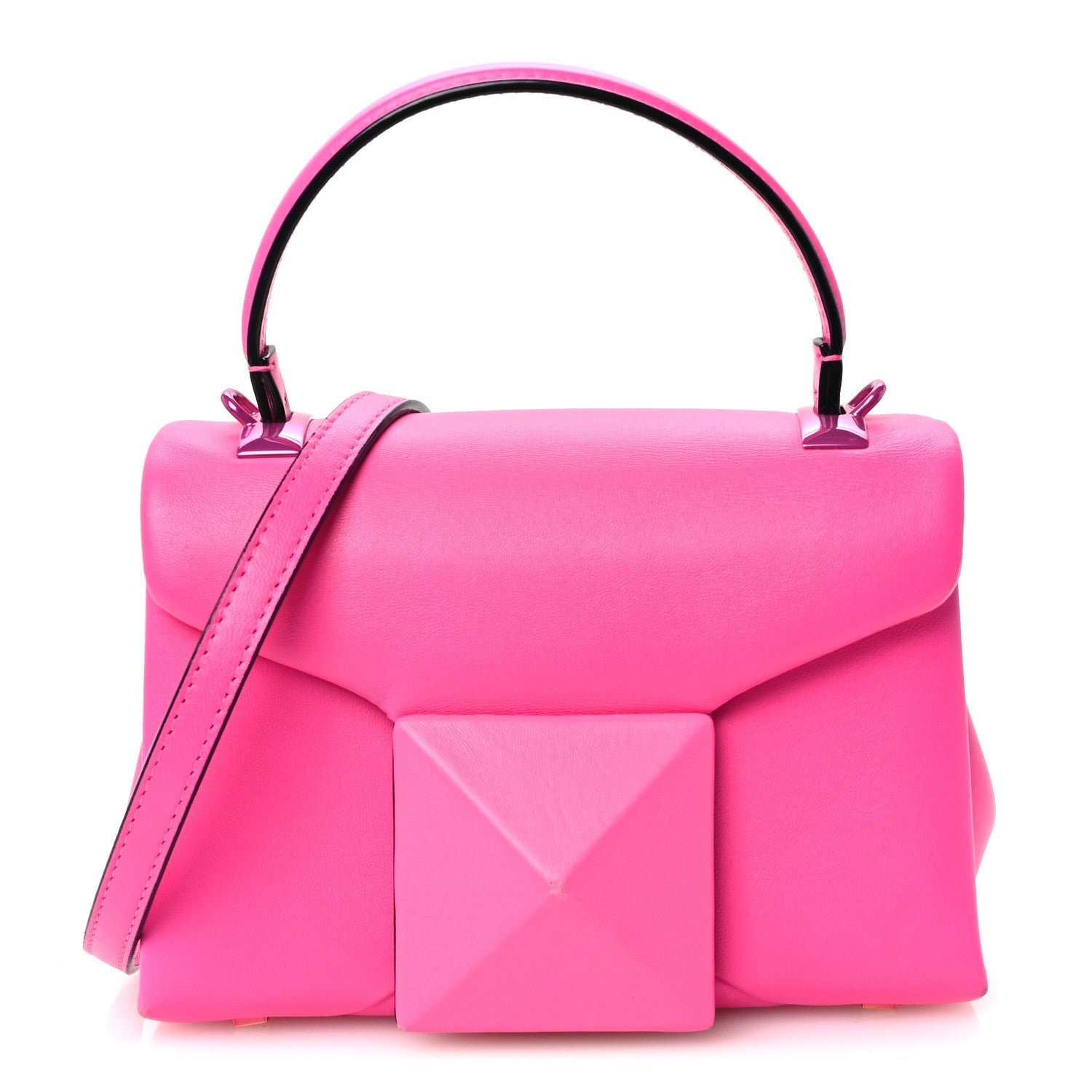 Valentino Garavani Nappa Tonal Monochrome Mini One Stud Top Handle Bag Pink PP